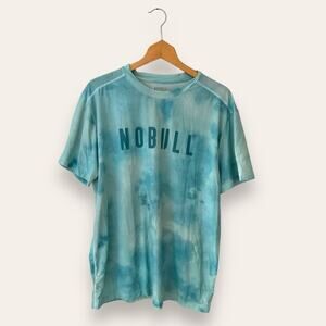 NOBULL Tie Dye Blue Teal Multicolor Logo Short Sleeve Tee Extra Large Men’s